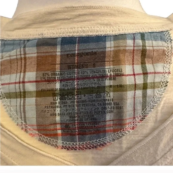 Patagonia White and Tan Long Sleeve Buttoned T-Shirt Organic Cotton Size S - Picture 14 of 14